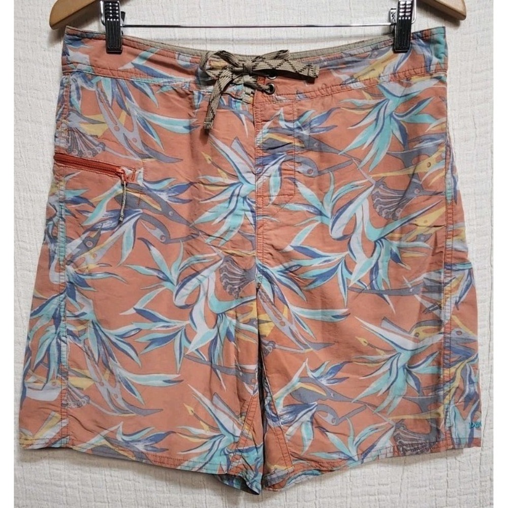 Patagonia Wavefarer‎ Board Shorts Mens Sz 32 BIRDS OF PARADISE Zipper Pocket EUC